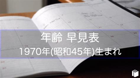 1970年生|1970年(昭和45年)生まれの年齢早見表